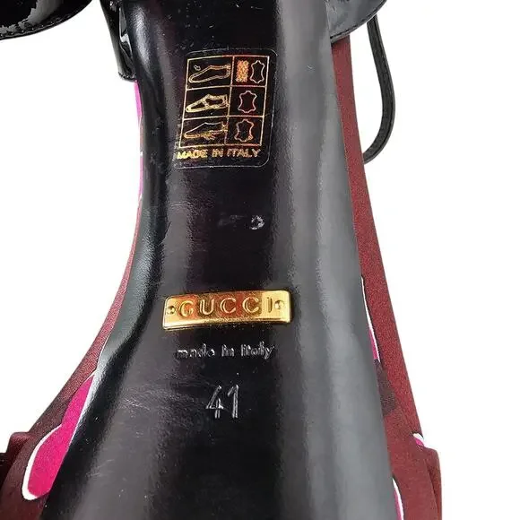 Gucci Claudie Horsebit Platform Block Heel Sandal Size 41 US 11 Pink Heart - Picture 7 of 8